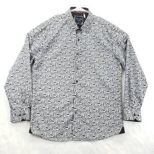 Silver Stone Shirt Mens 2XL Black White Paisley Long Sleeve Modern Fit Button-Up